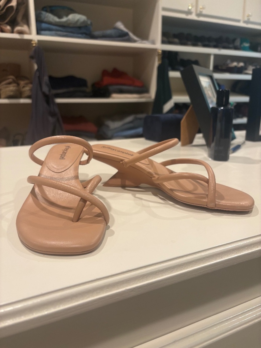 Jeffrey Campbell Wedge Sandals Tan Leather 6.5